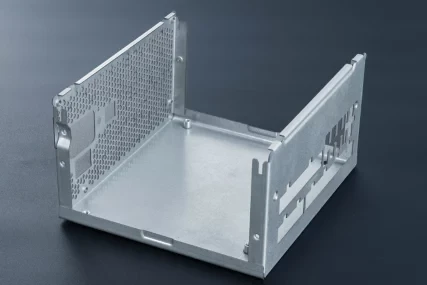 Metal enclosure with perforated side panels